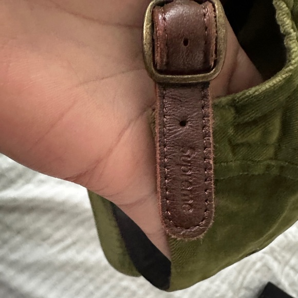 Supreme Green Velvet Camp Cap w/ Leather Strap - Picture 5 of 7